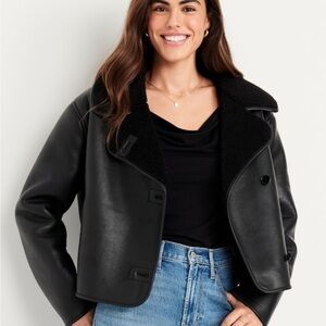 Old Navy Oversized faux leather Sherpa jacket